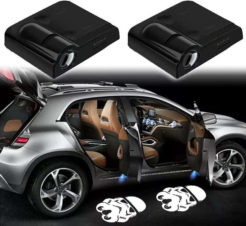 DmStore 2pcs 3D Magnetic Car Door Step LED Welcome Logo Shadow Ghost Light Projector Lamp fits All Car Models (Helmet2) by - Image 2